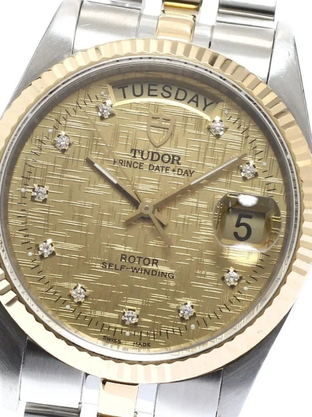 TUDOR Prince Date Day 76213 10P diamond gold Dial Automatic Men's Watch_916503